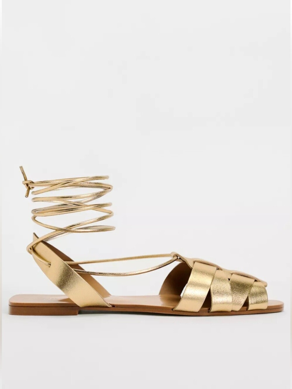 Zara Metallic Gold Wrap Leather Sandal